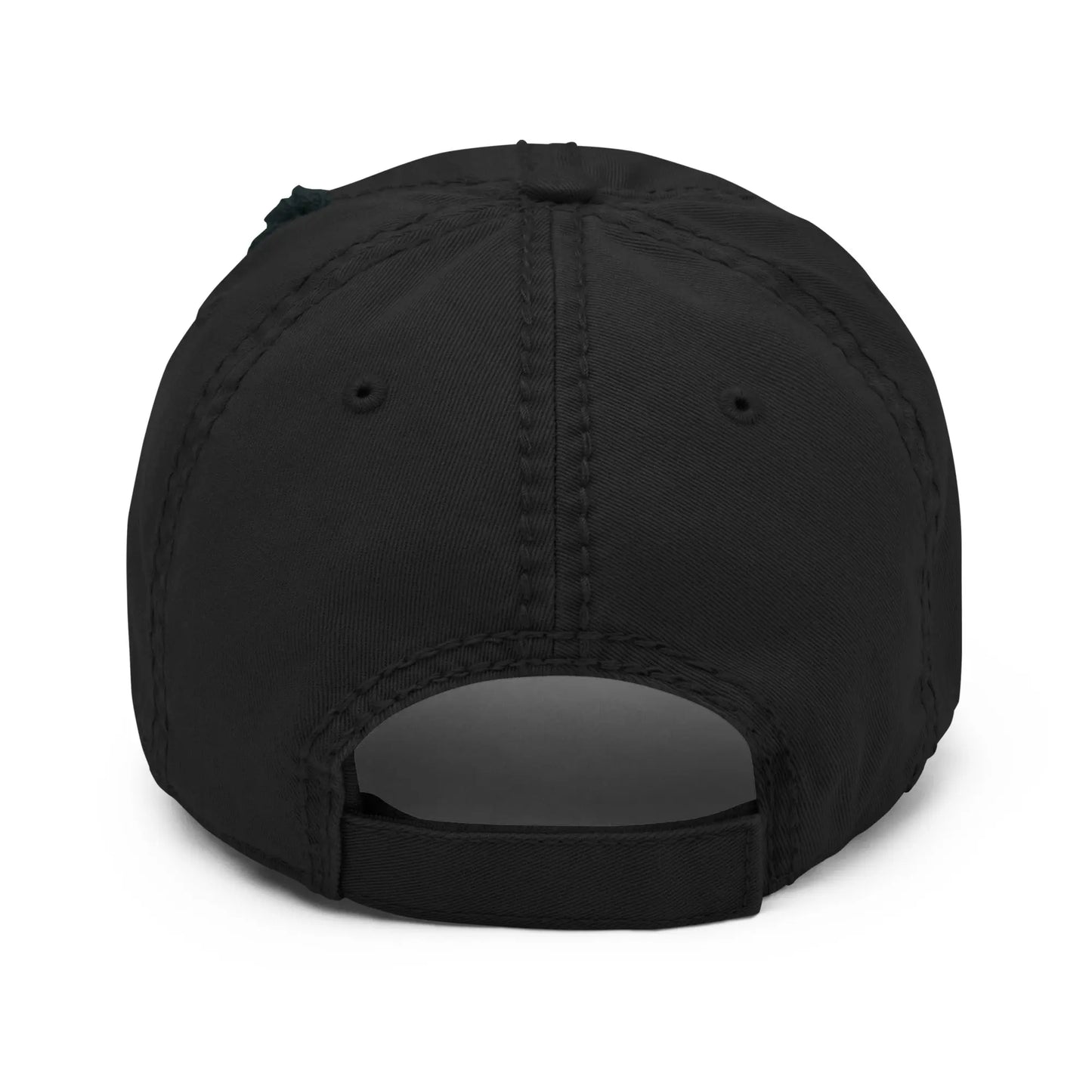 bitcoin hat - distressed strap closure - back view - black