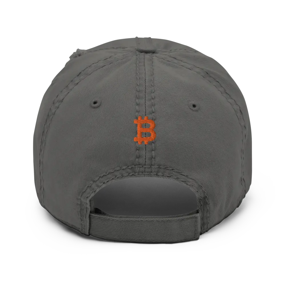 bitcoin hat - subtle bitcoin symbol back embroidery - grey