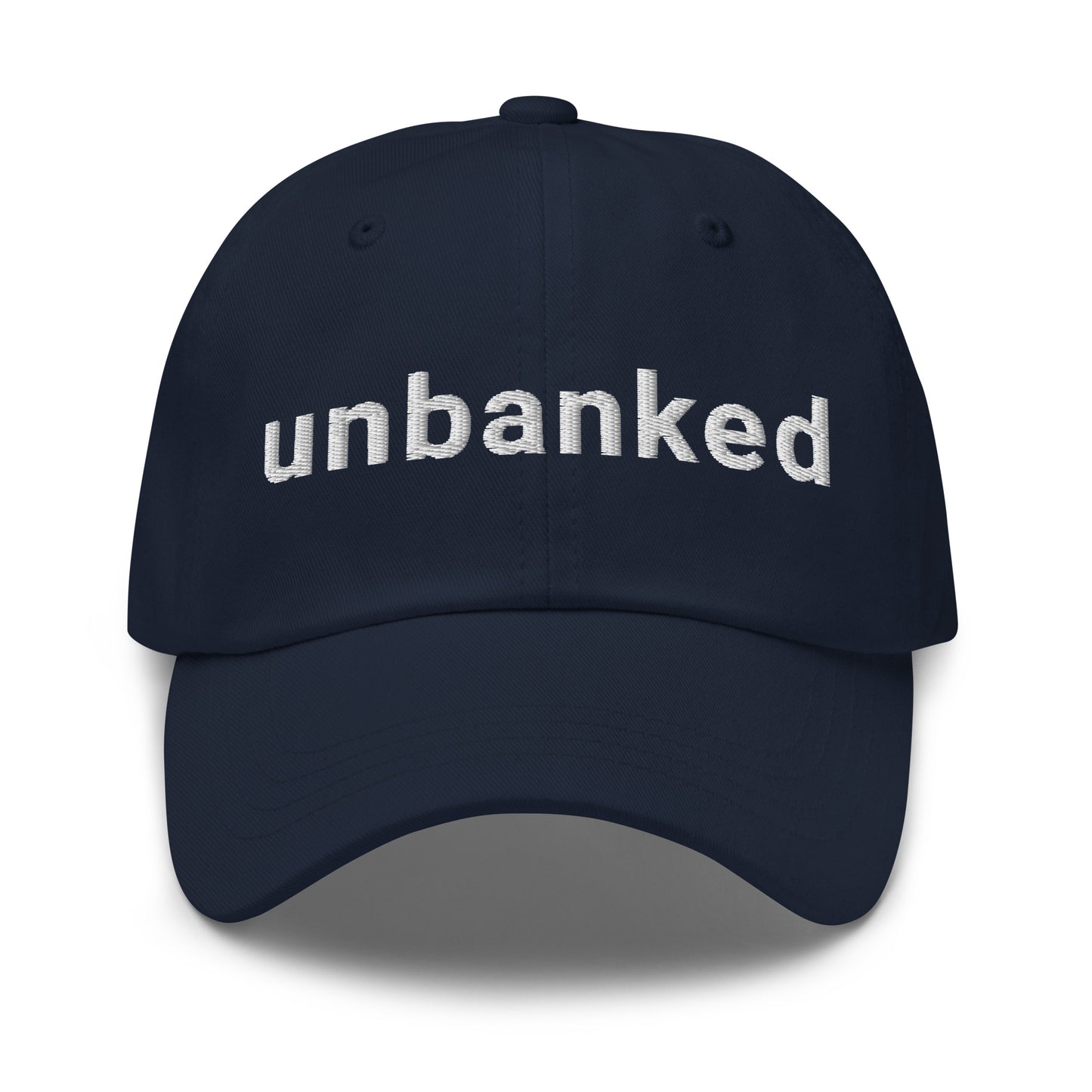 bitcoin hat - unbanked - front view - navy