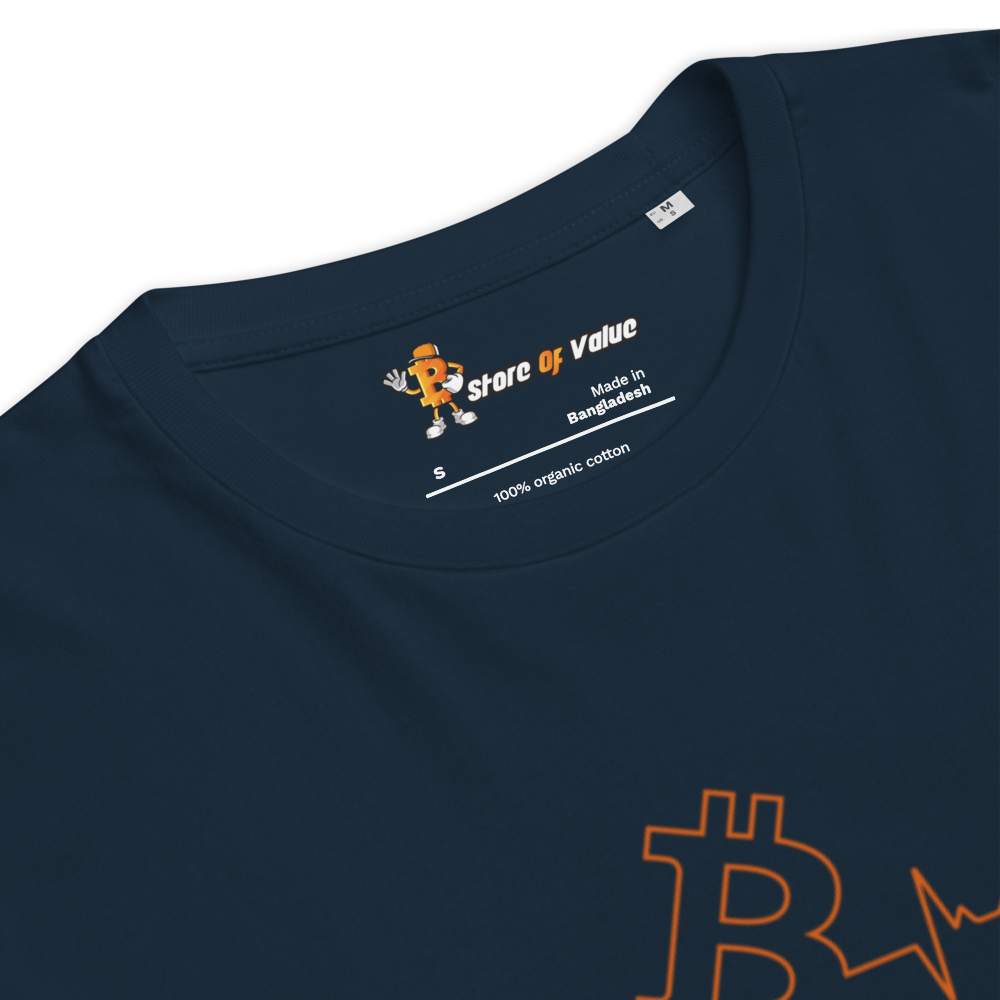 bitcoin t-shirt - bitcoin heart beat - close-up print - blue