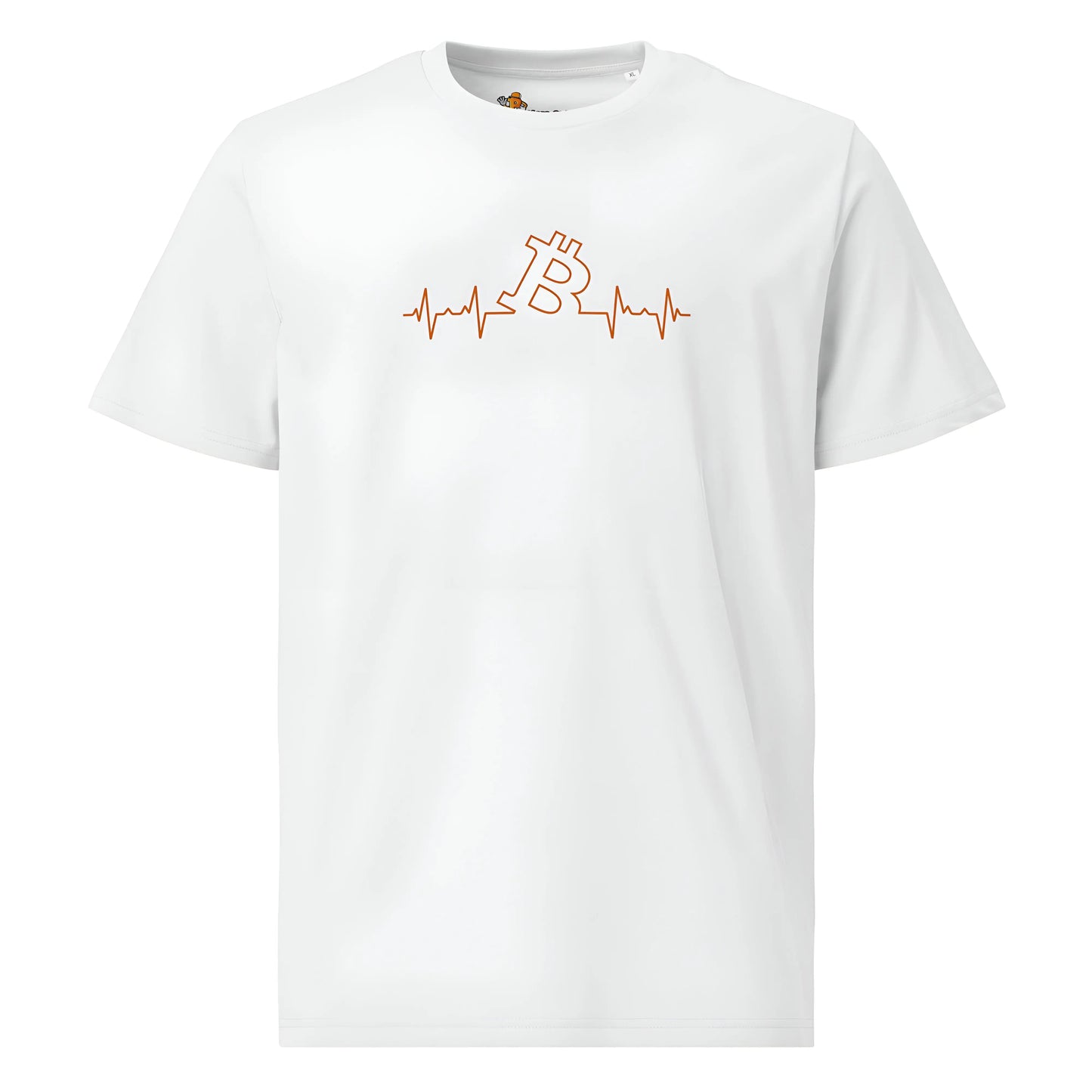 bitcoin t-shirt - bitcoin heart beat - front view - white