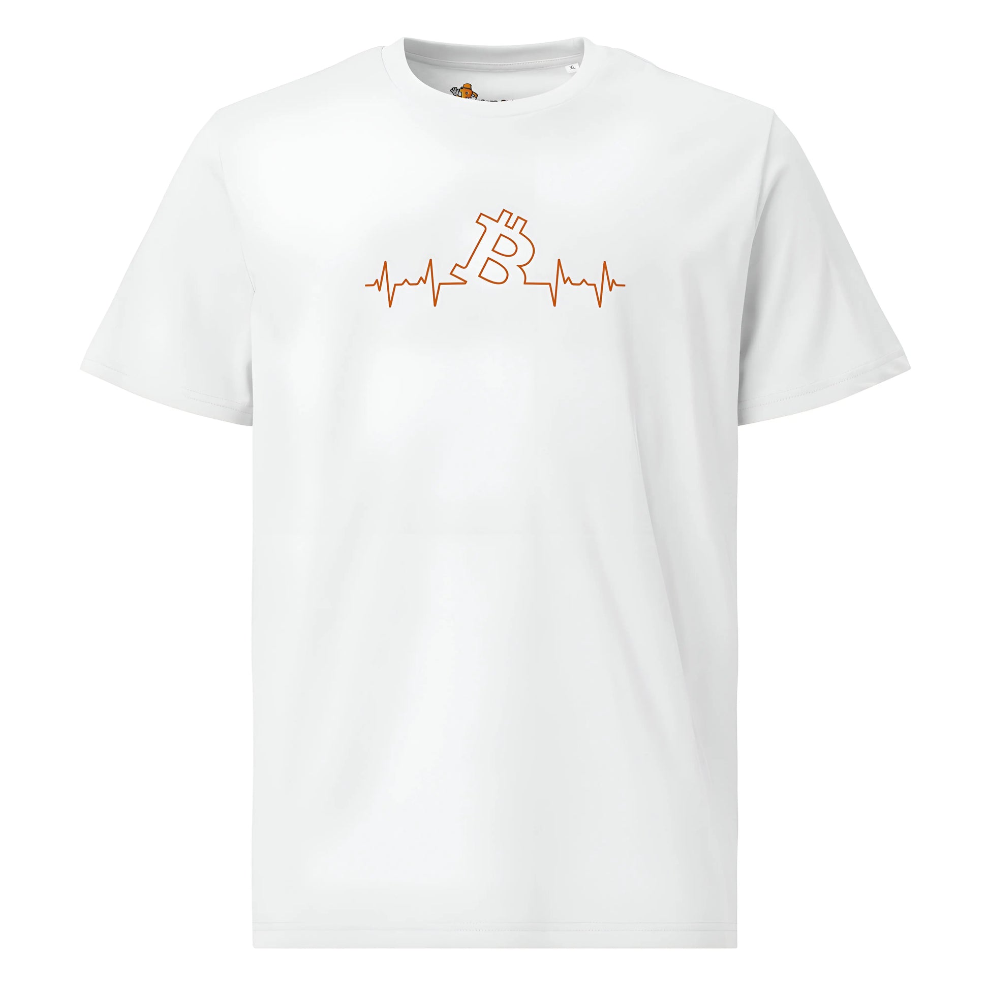 bitcoin t-shirt - bitcoin heart beat - front view - white