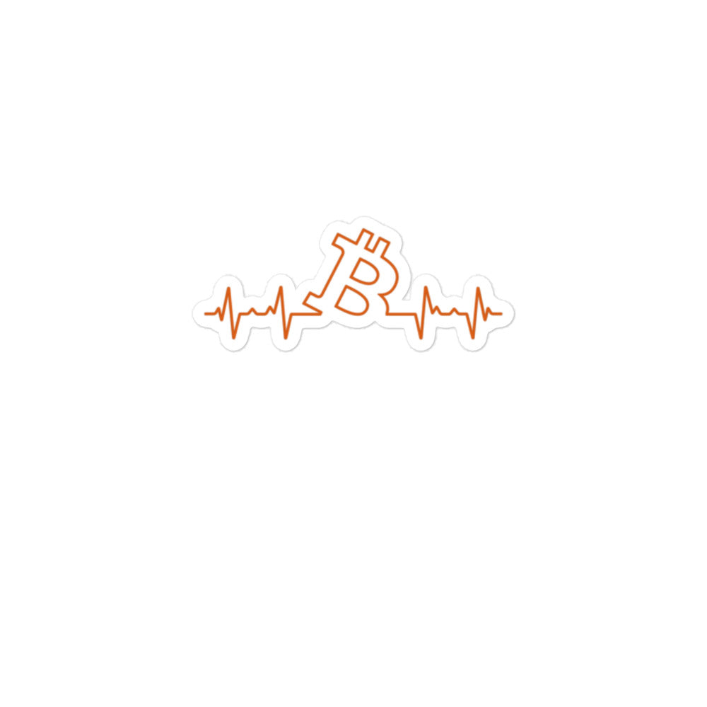 bitcoin sticker - bitcoin heartbeat - front view - small