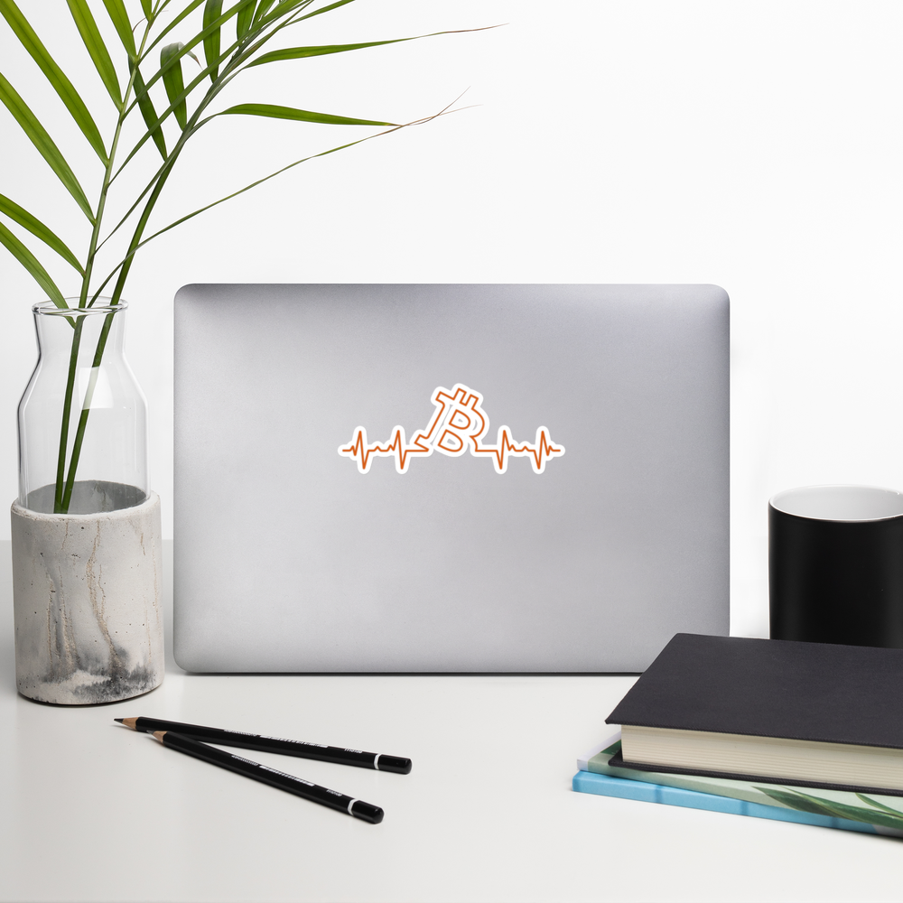 bitcoin sticker - bitcoin heartbeat - laptop view