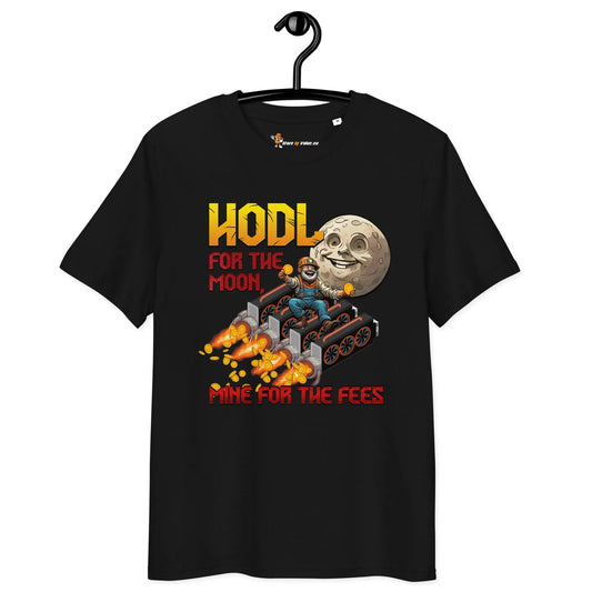 Bitcoin T-Shirt – HODL For The Moon -on hanger - black