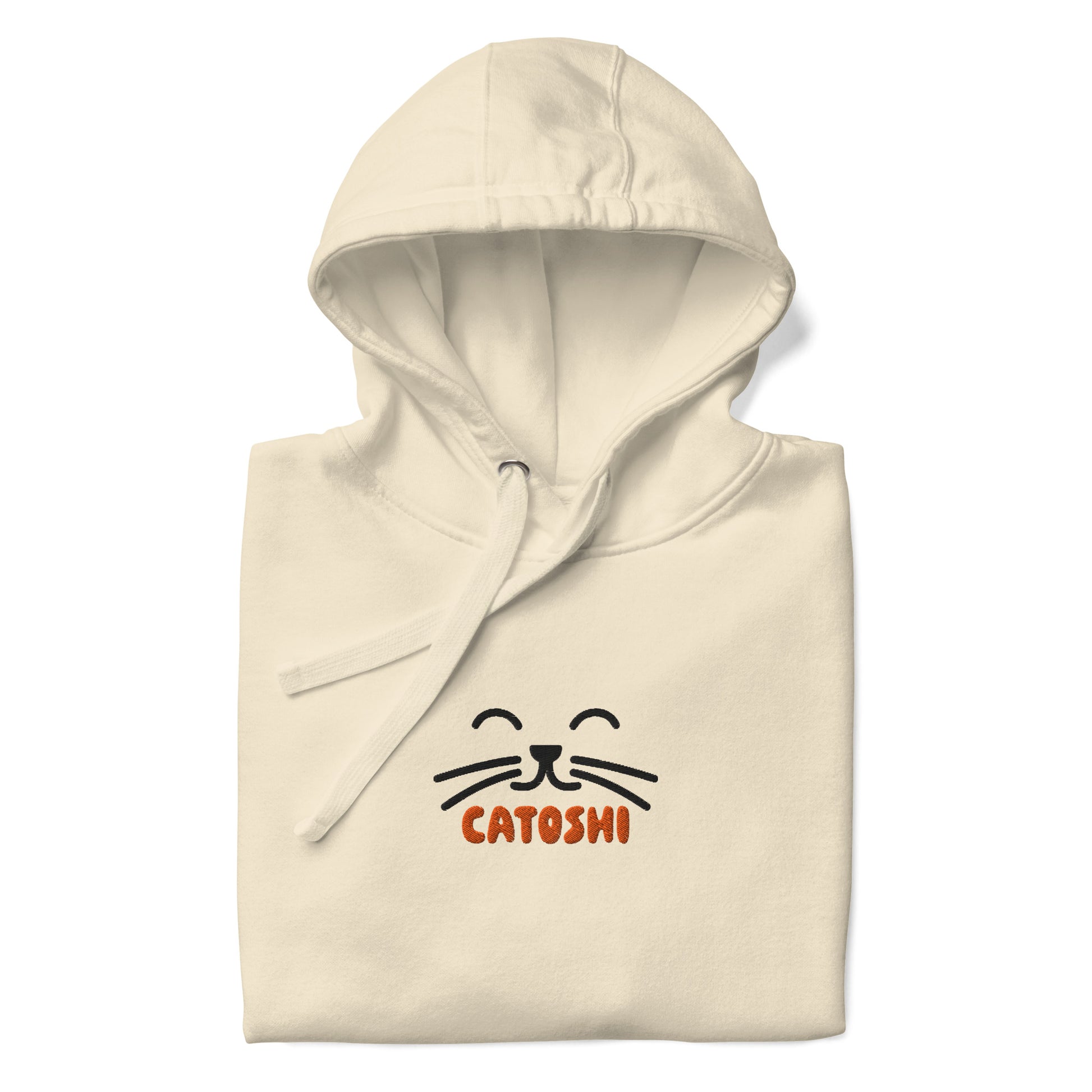 bitcoin hoodie - catoshi - front view - bone