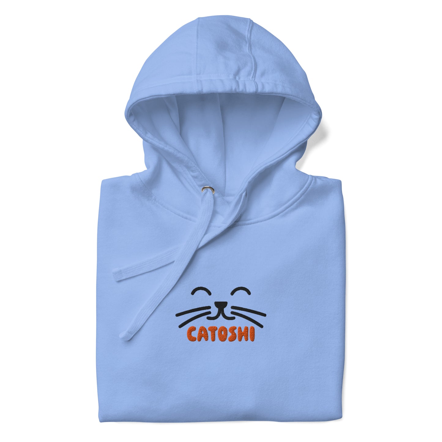 bitcoin hoodie - catoshi - front view - carolina blue