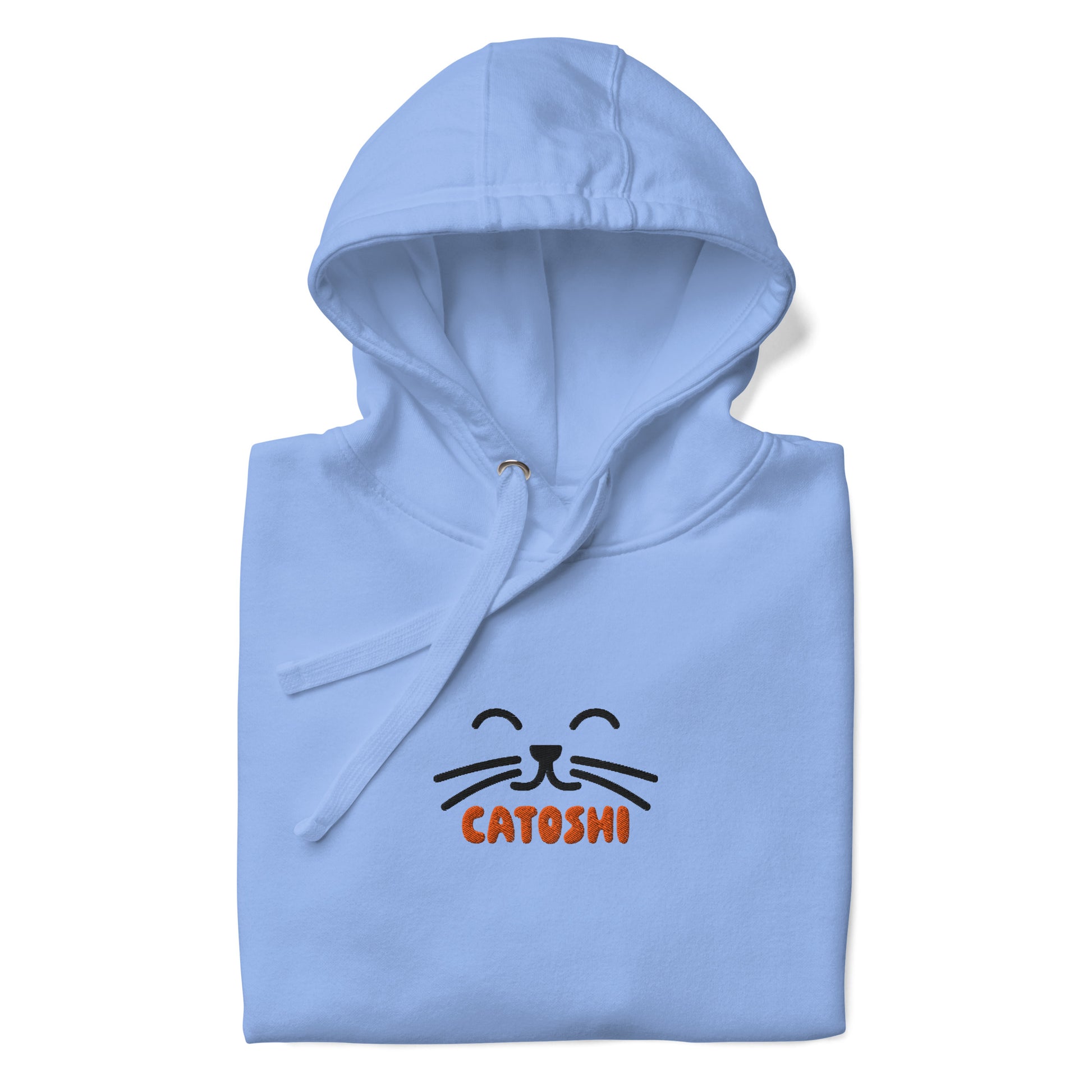 bitcoin hoodie - catoshi - front view - carolina blue