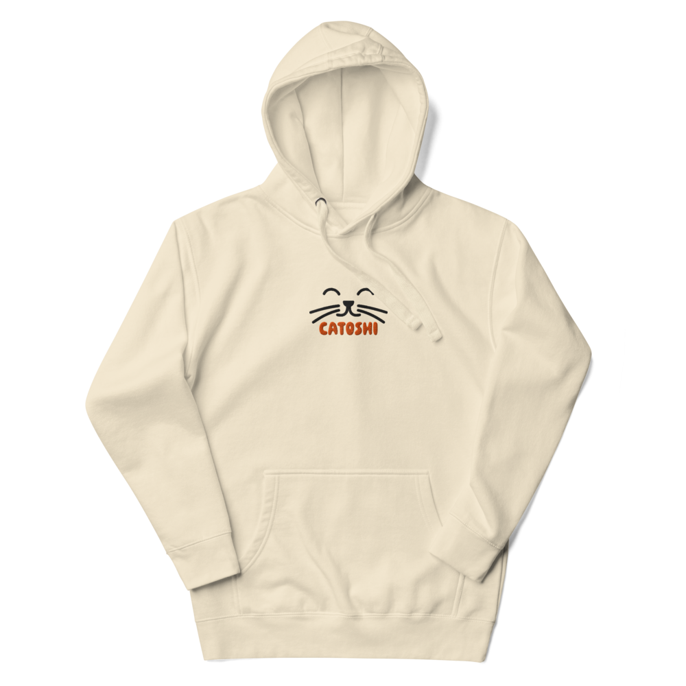 bitcoin hoodie - catoshi - front view - flat lay