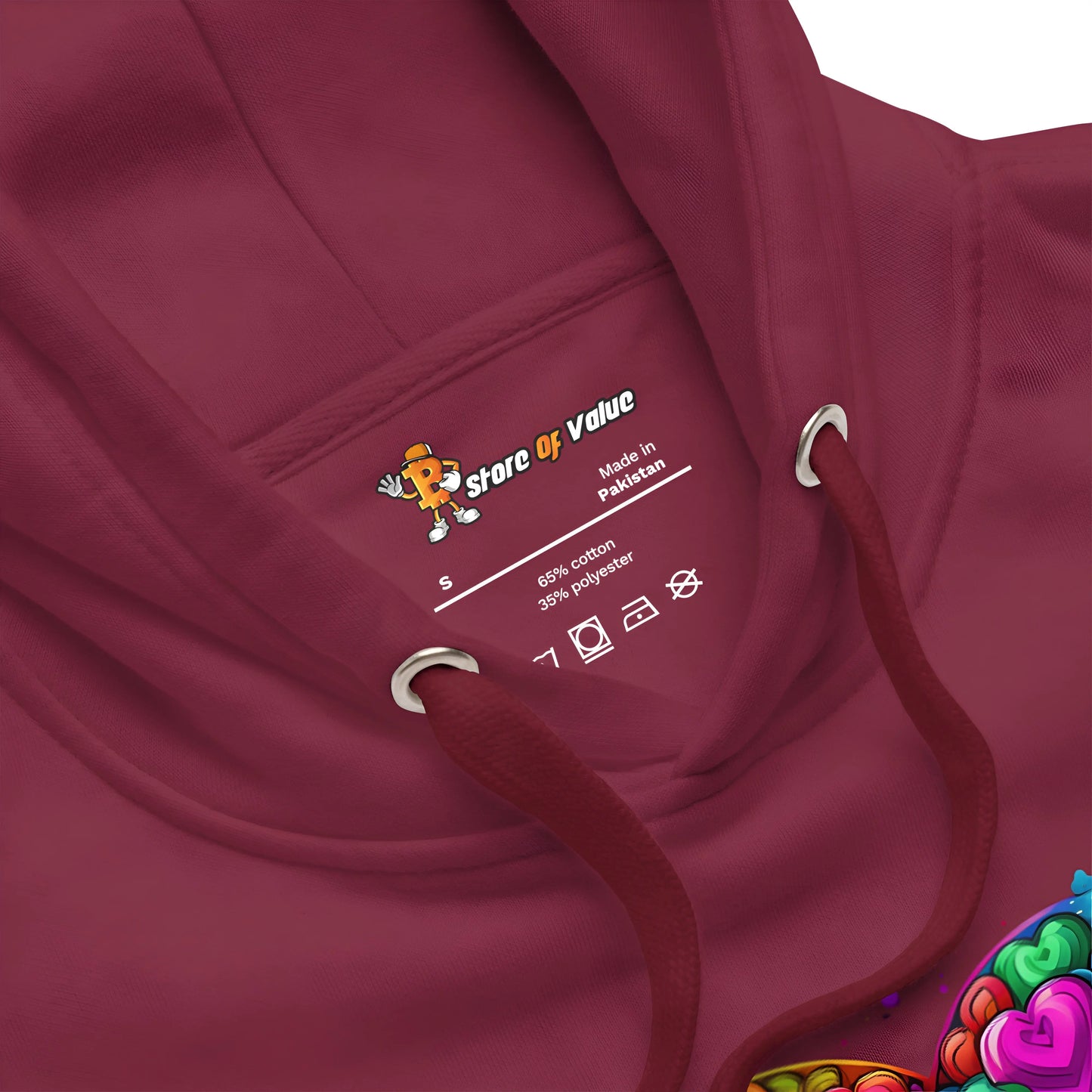 bitcoin hoodie - bitcoin is love - design close-up 