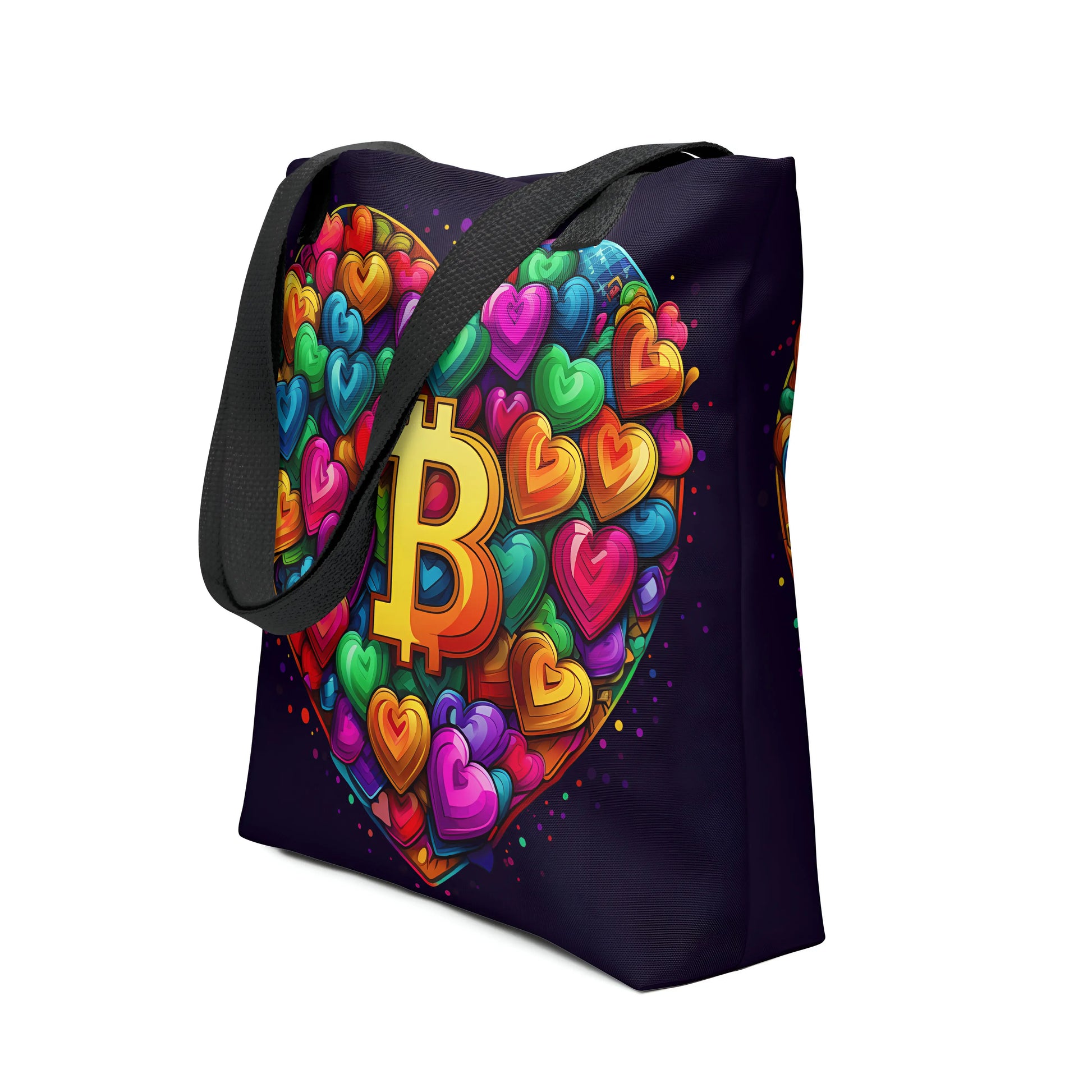 bitcoin tote bag - bitcoin is love - front view 