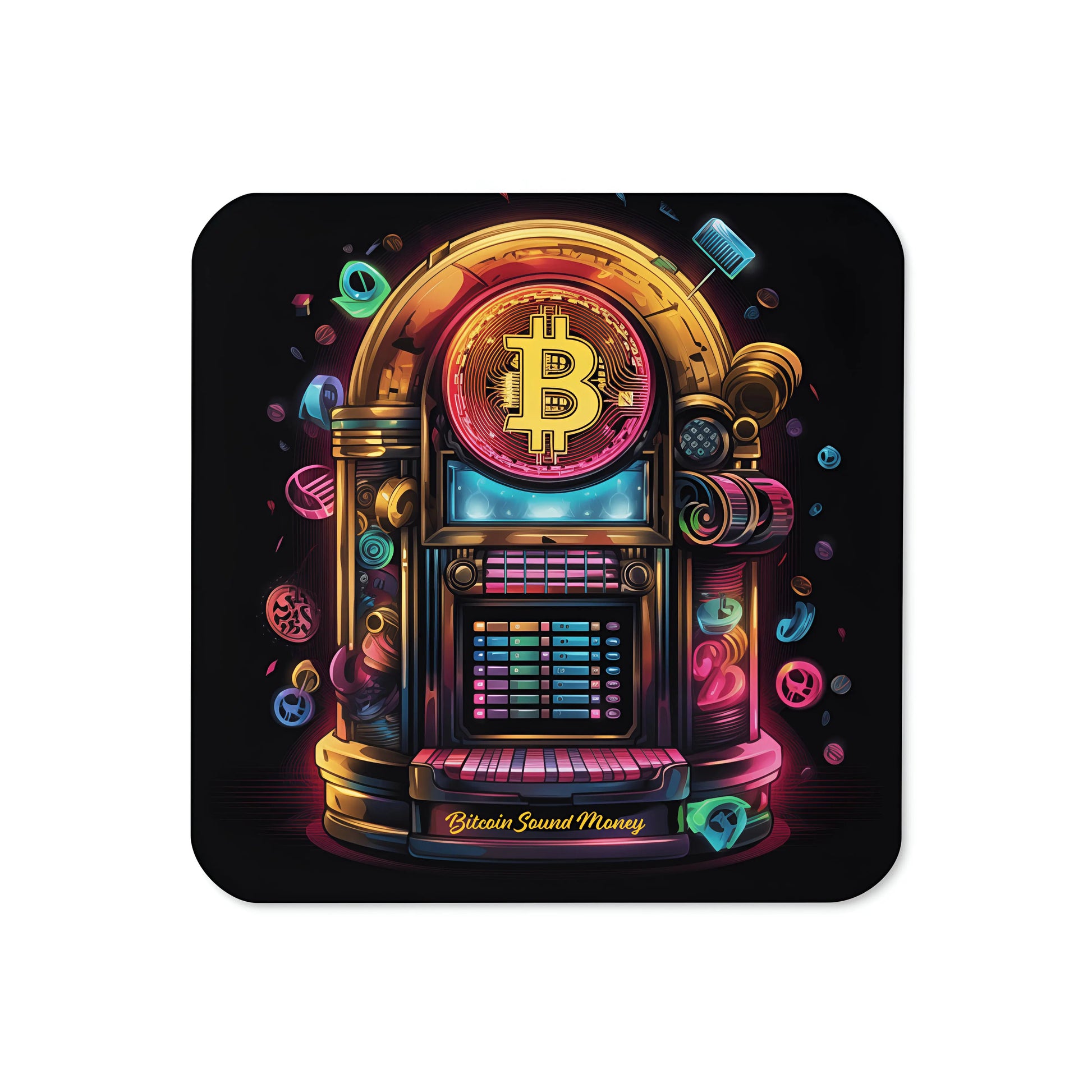 Bitcoin Juke Box Sound Money Bitcoin coaster front view
