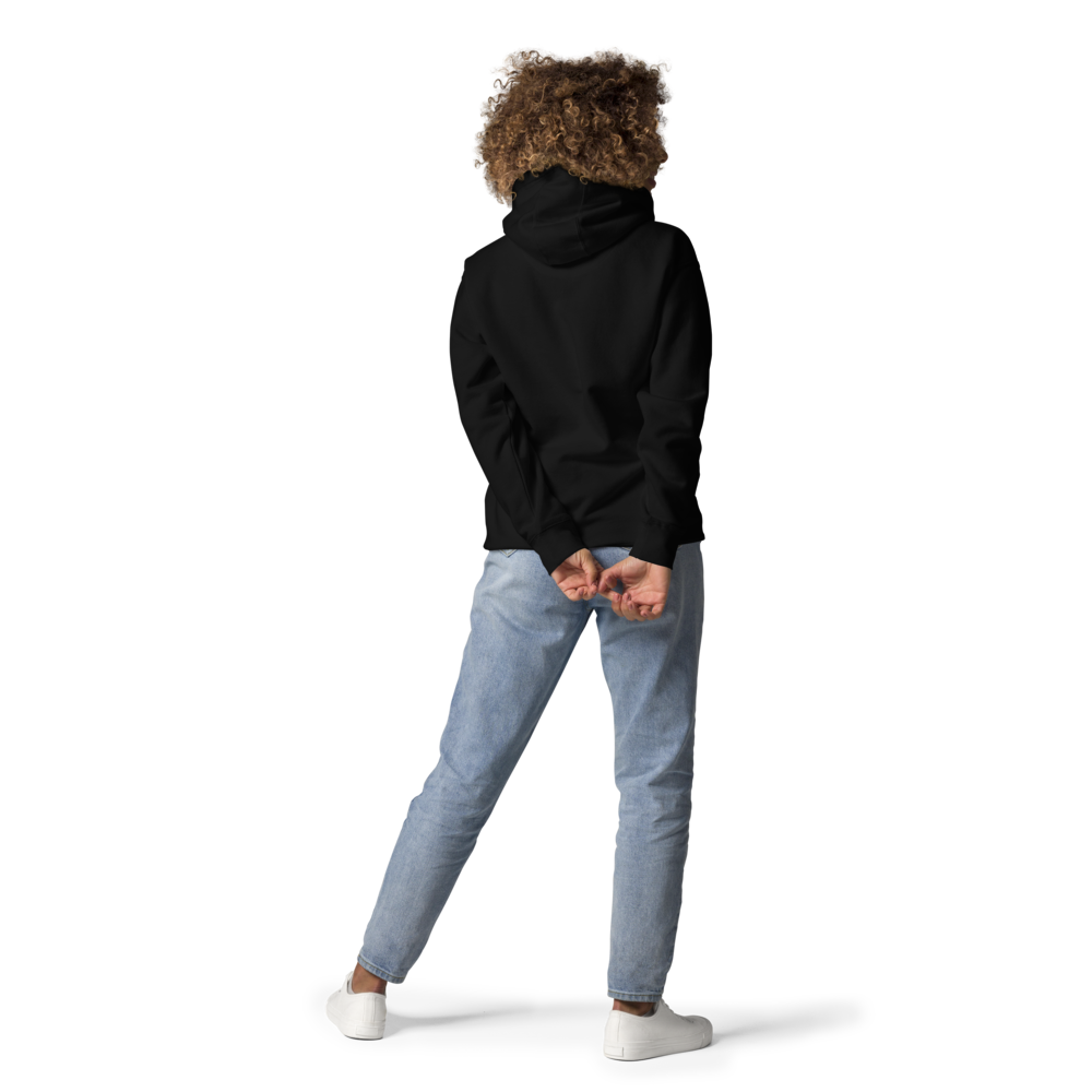 bitcoin hoodie - bitcoin lightning symbol - worn on model - black - back view