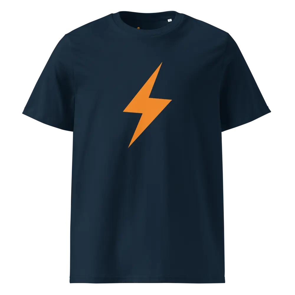 Bitcoin T-Shirt – Bitcoin Lightning Symbol - front view - navy blue