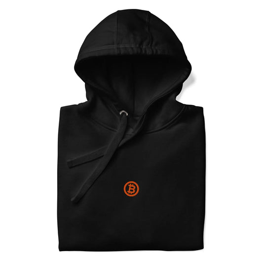 bitcoin hoodie - bitcoin logo - folded - black