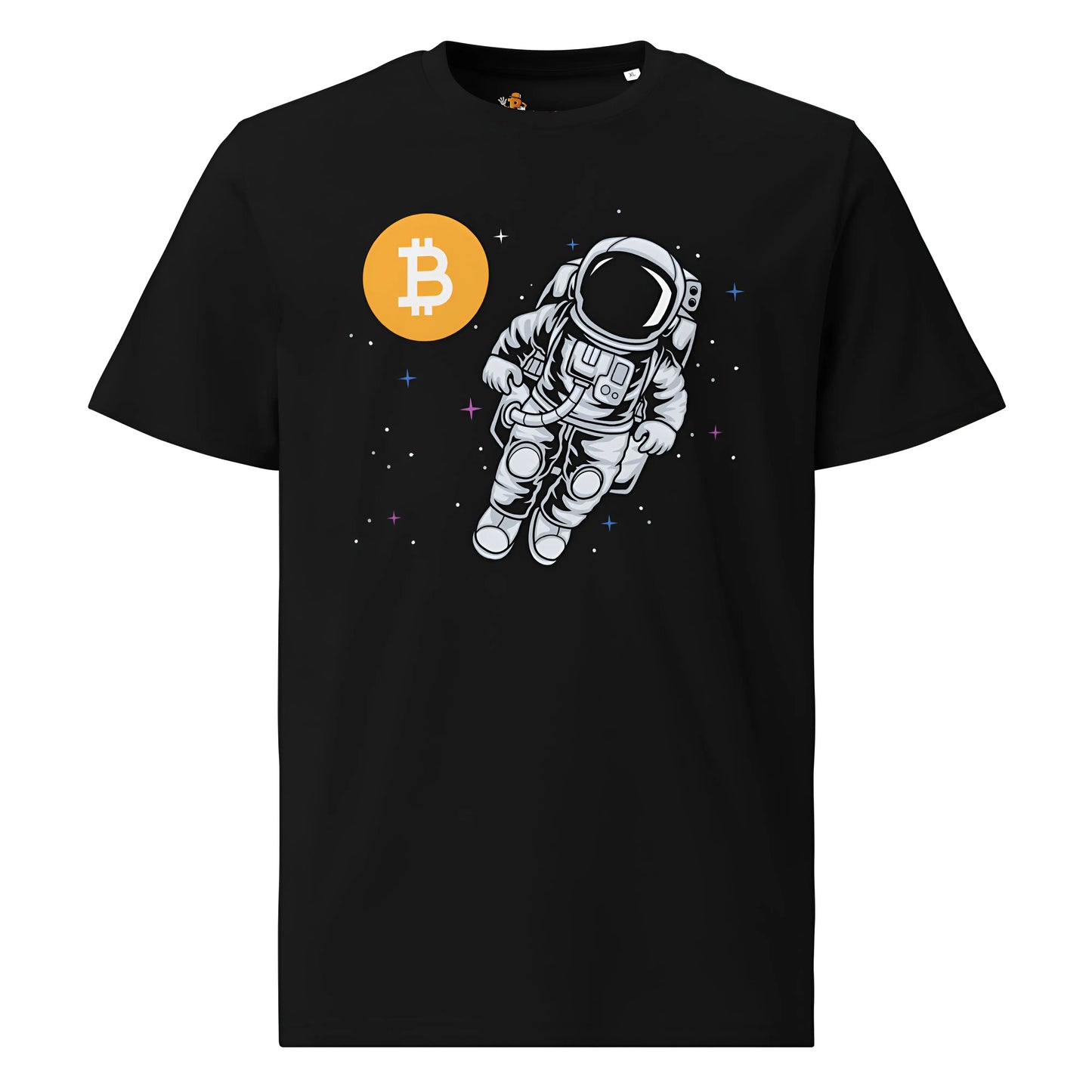 bitcoin t-shirt - bitcoin moonwalker - front view - black