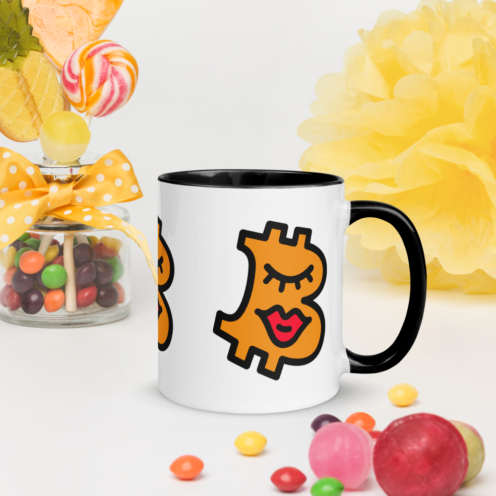 bitcoin mug - be beautiful design - right side view - black handle