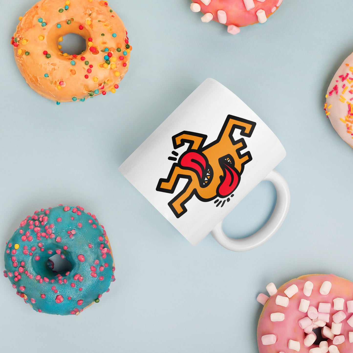 bitcoin mug - be crazy design - surrounded by cookies