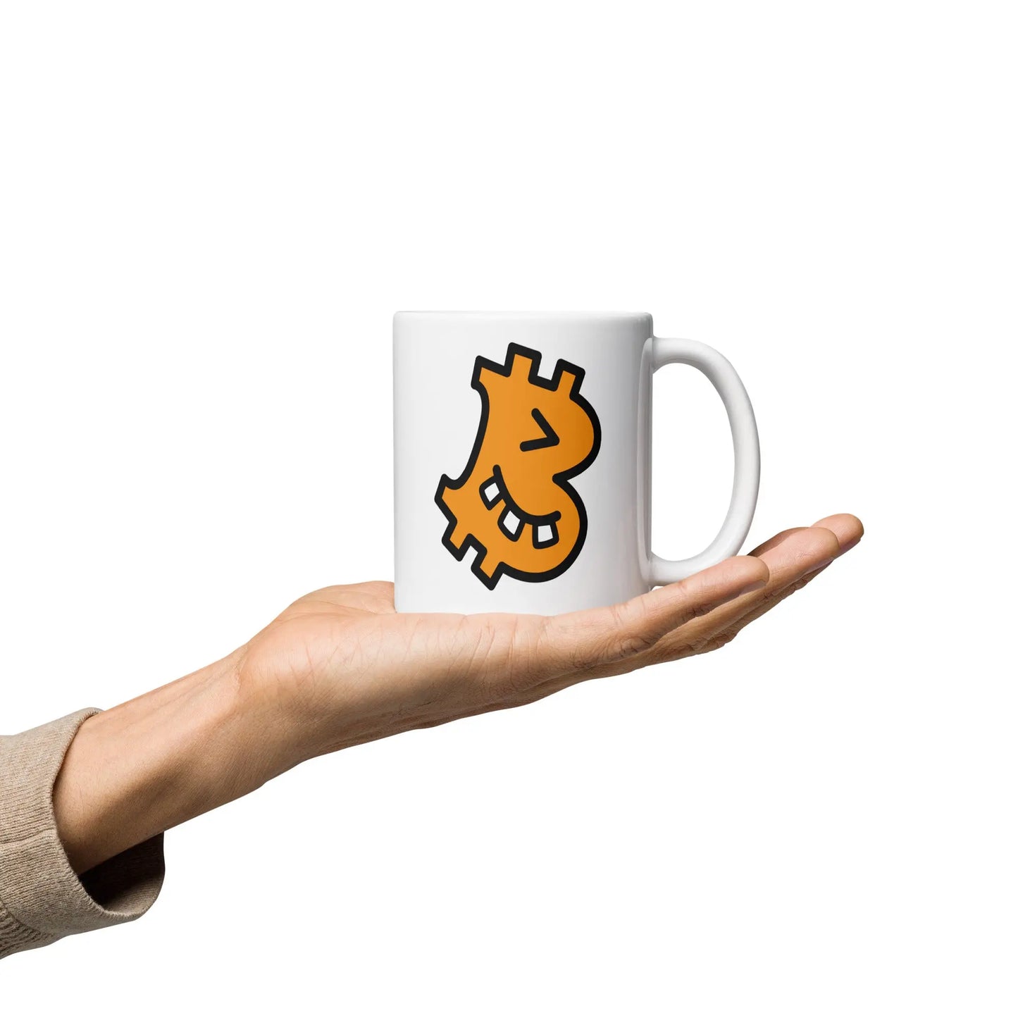 bitcoin mug - b geeky design - hold on hand - 325ml