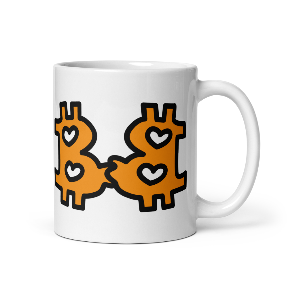 bitcoin mug - be in love design - front view