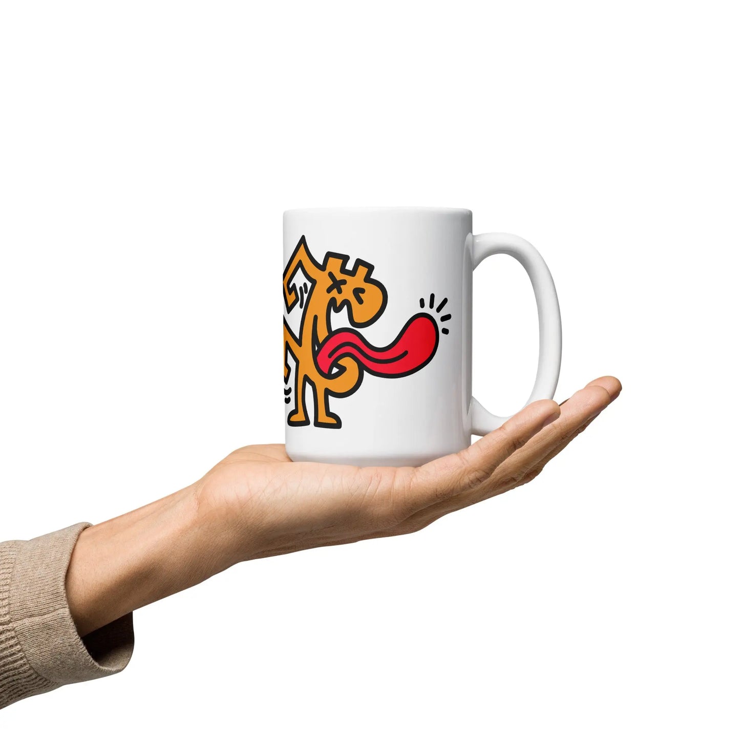 bitcoin mug - be laughable design - hold on hand - 443ml