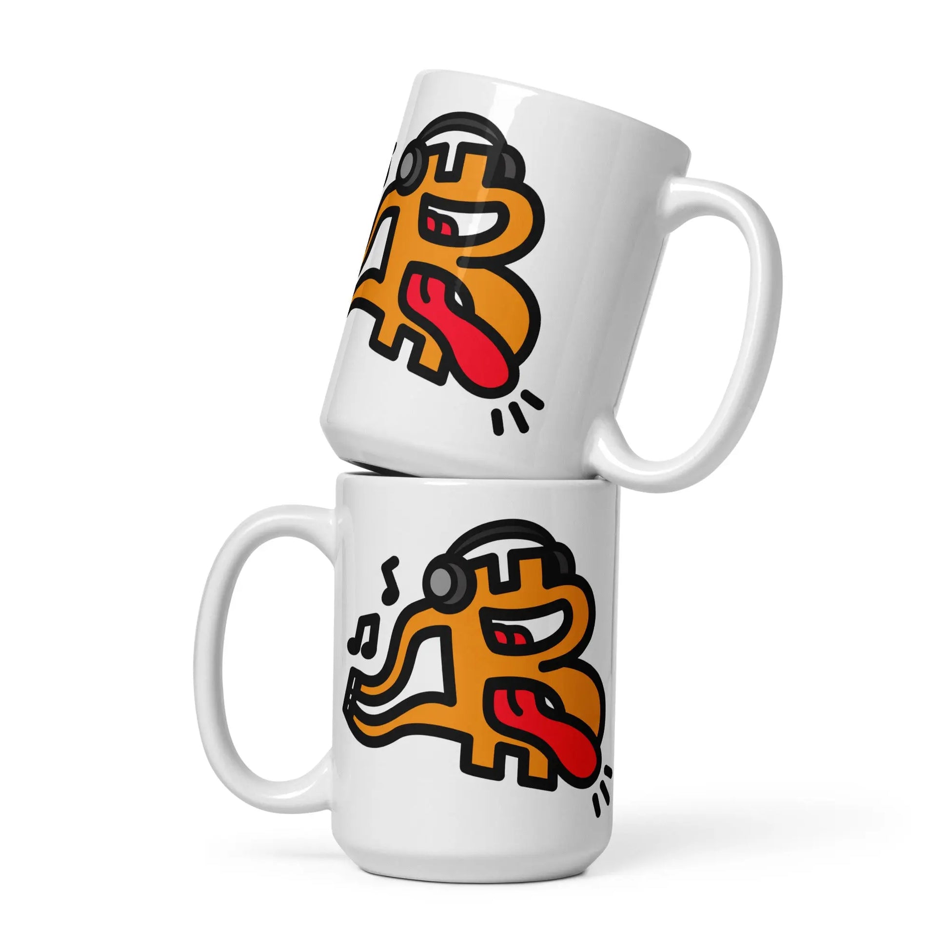 bitcoin mug - be music design - two mugs stacked 443ml