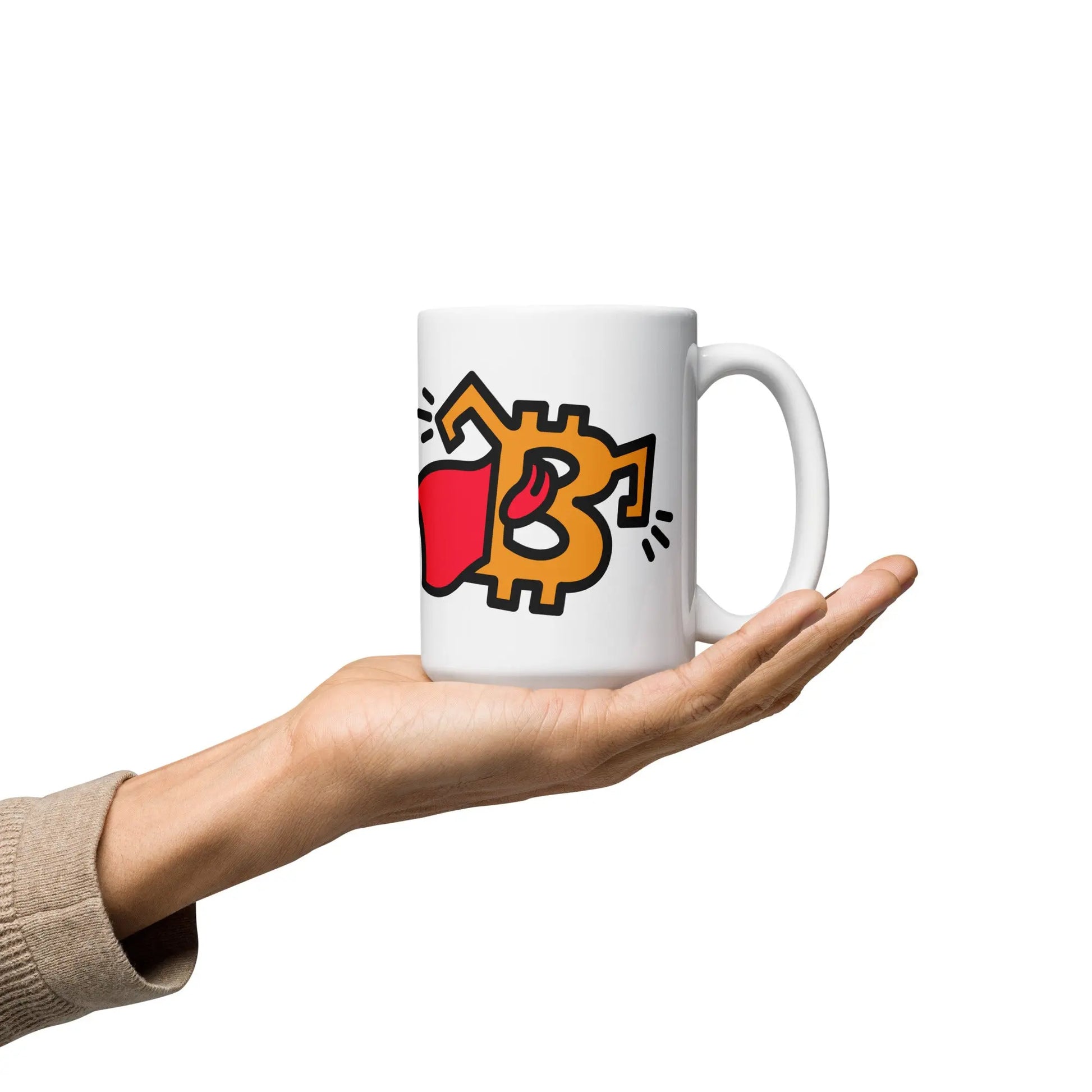 bitcoin mug - be superman design - hold on hand - 443ml