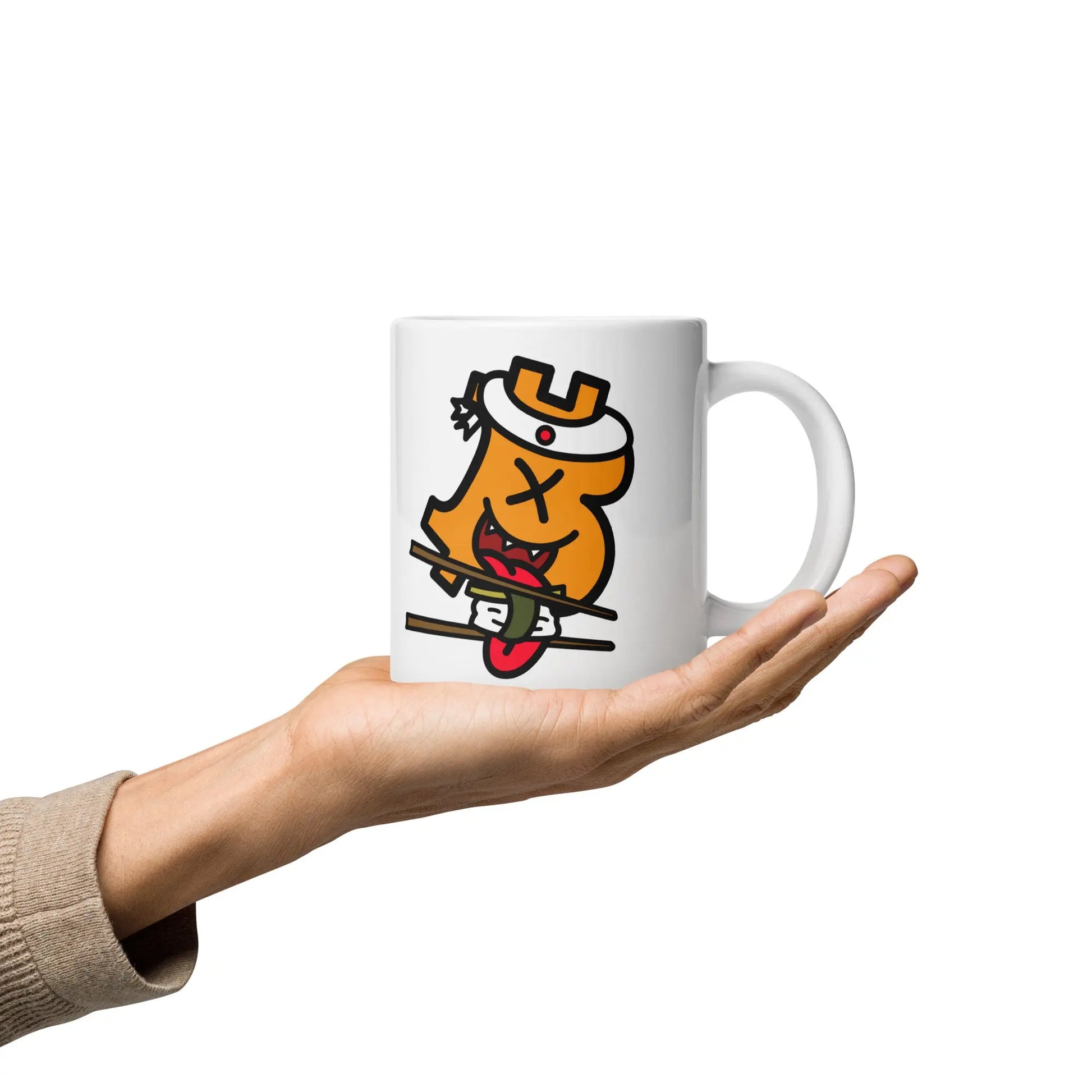 bitcoin mug - be sushi design - hold on hand