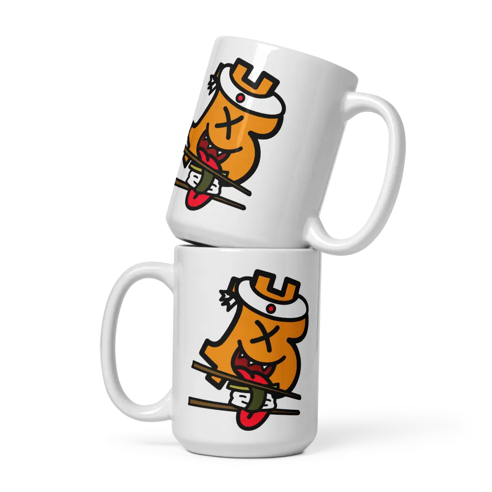 bitcoin mug - be sushi design - two mugs stacked