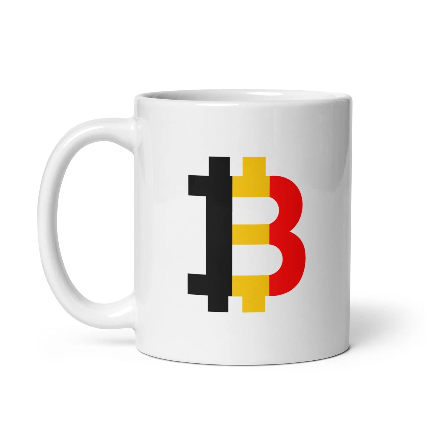bitcoin mug - belgium bitcoin flag - left side view