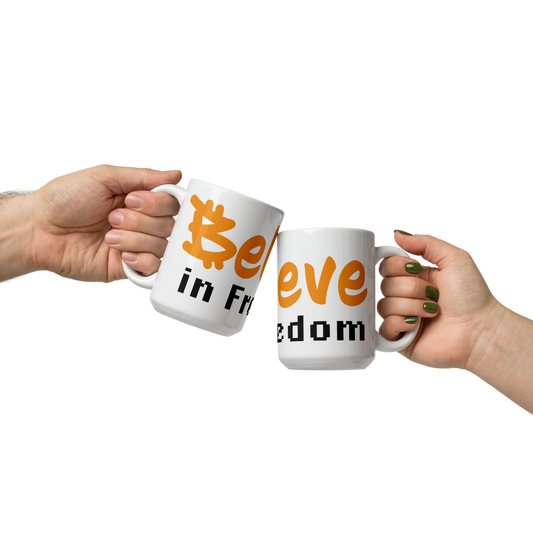 bitcoin mug - believe in freedom - front view