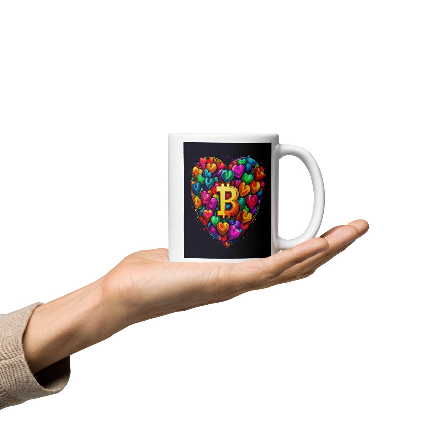 bitcoin mug - bitcoin is love - hold on hand - 325ml