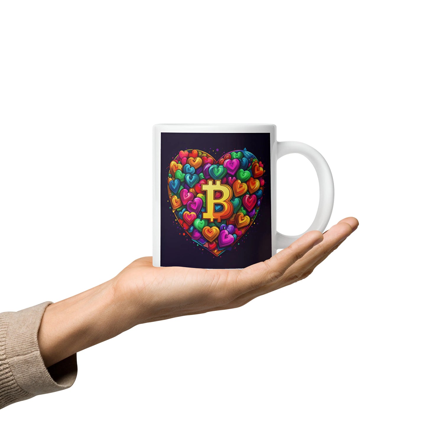 bitcoin mug - bitcoin is love - hold on hand - 591ml