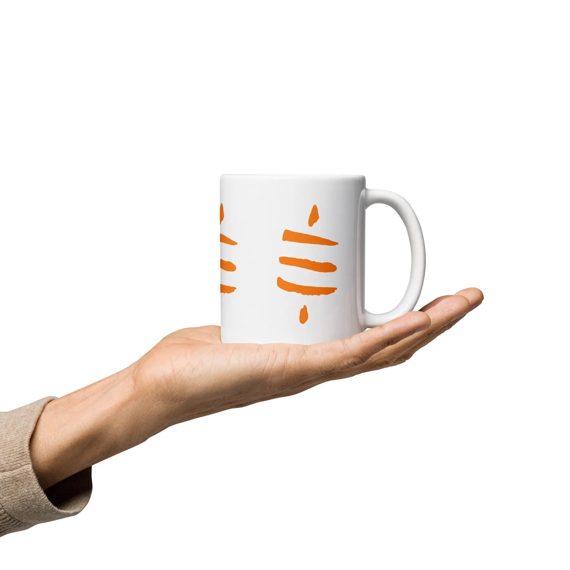bitcoin mug - bitcoin sats symbol - hold on hand - 325ml