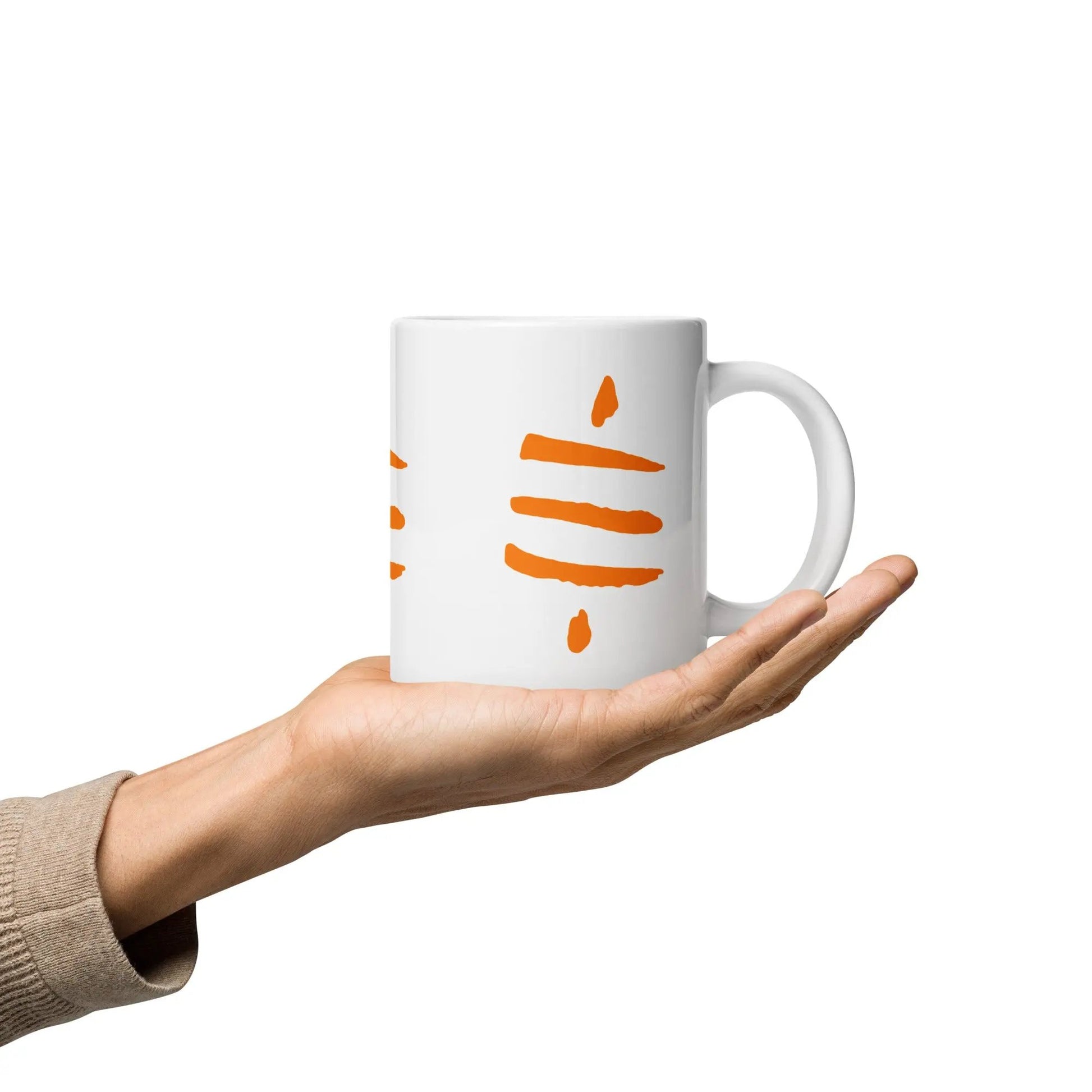 bitcoin mug - bitcoin sats symbol - hold on hand - 591ml