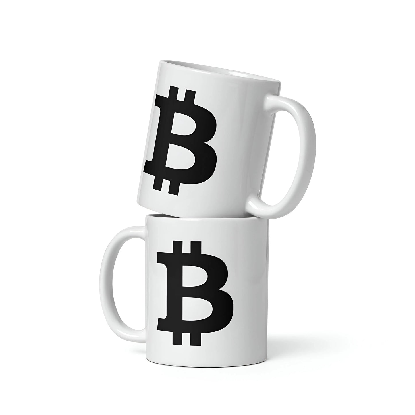 bitcoin mug - black bitcoin symbol - stacked