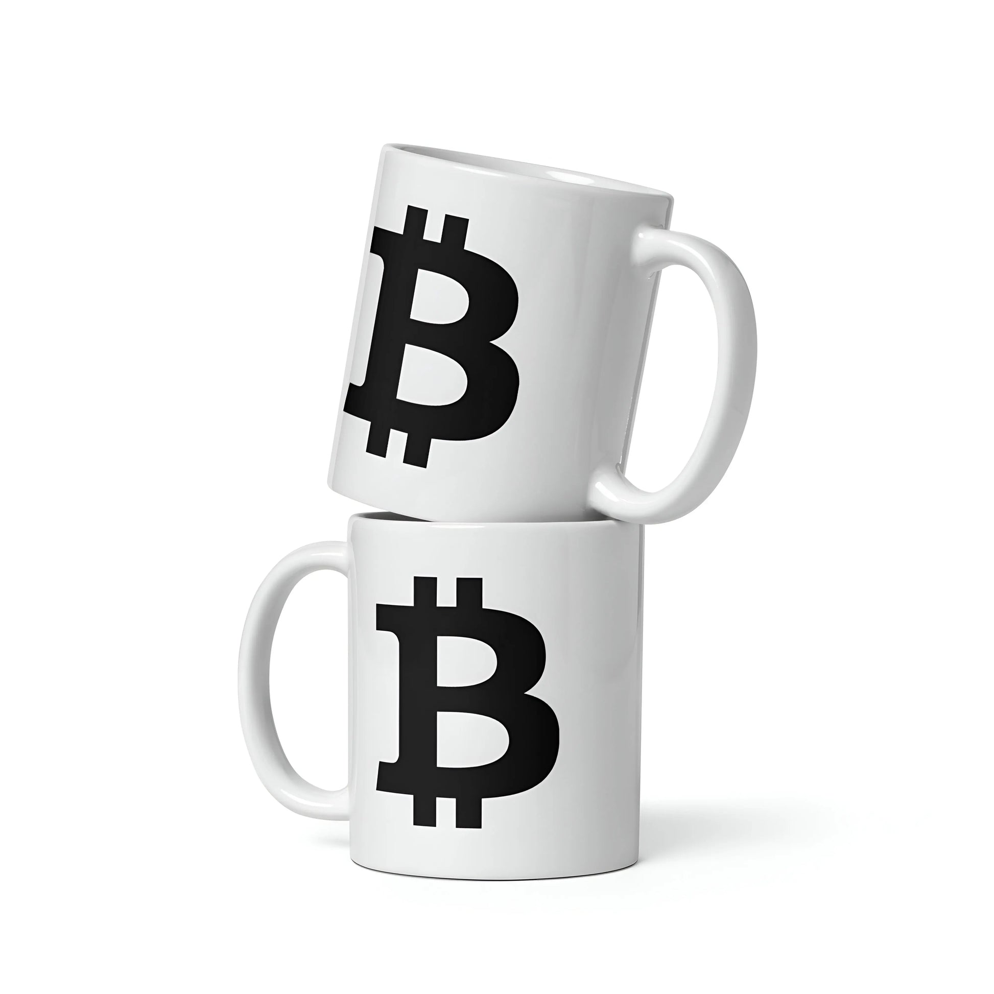 bitcoin mug - black bitcoin symbol - stacked