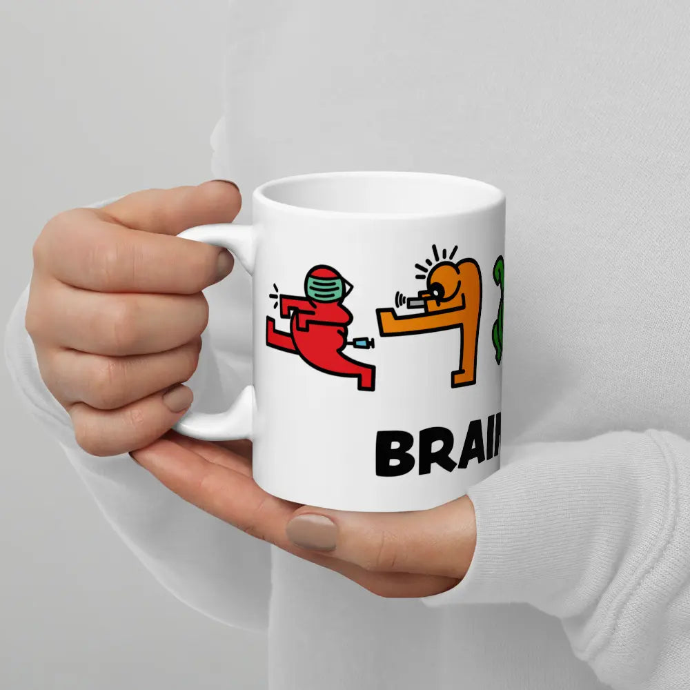 bitcoin mug - brain death - hold on hand