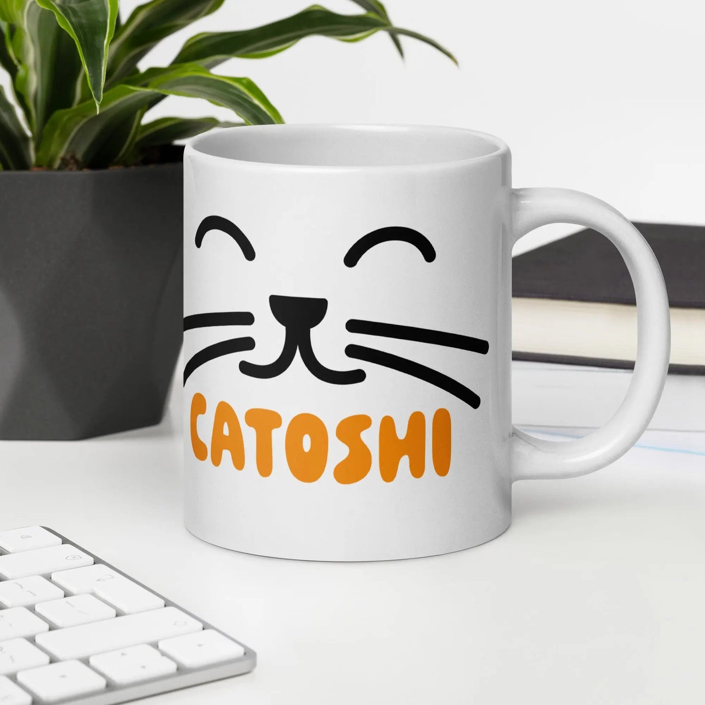 bitcoin mug - catoshi - at office desk