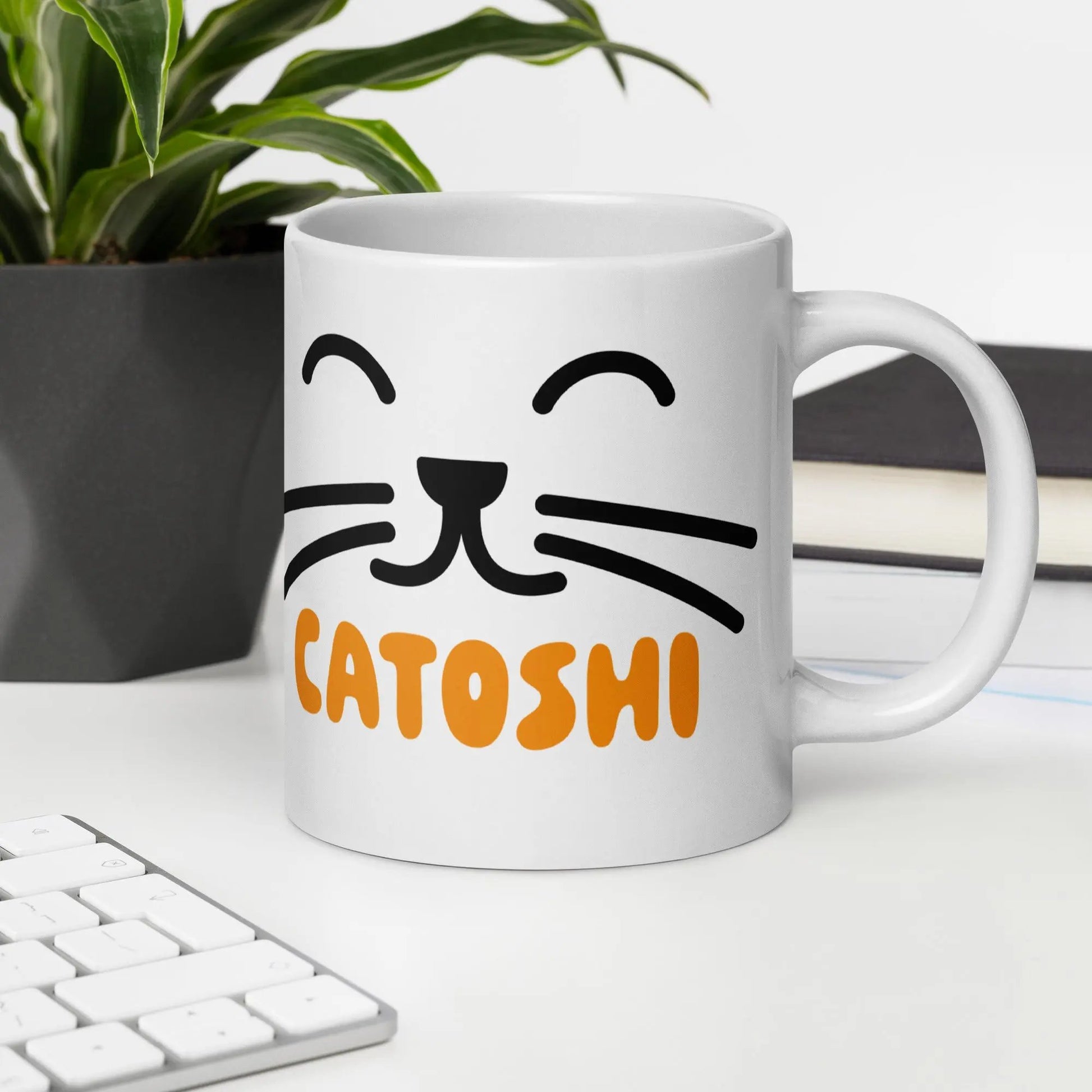 bitcoin mug - catoshi - at office desk