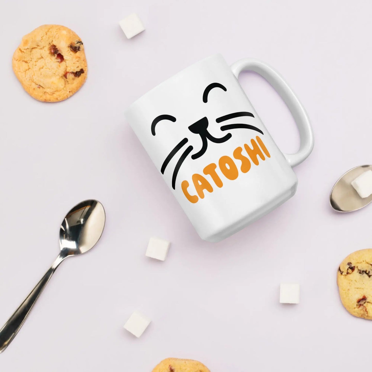 bitcoin mug - catoshi - lifestyle - with cookies