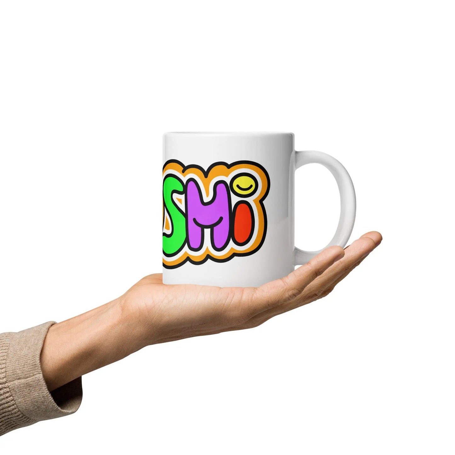 bitcoin mug - colorful satoshi - hold on hand - 591ml