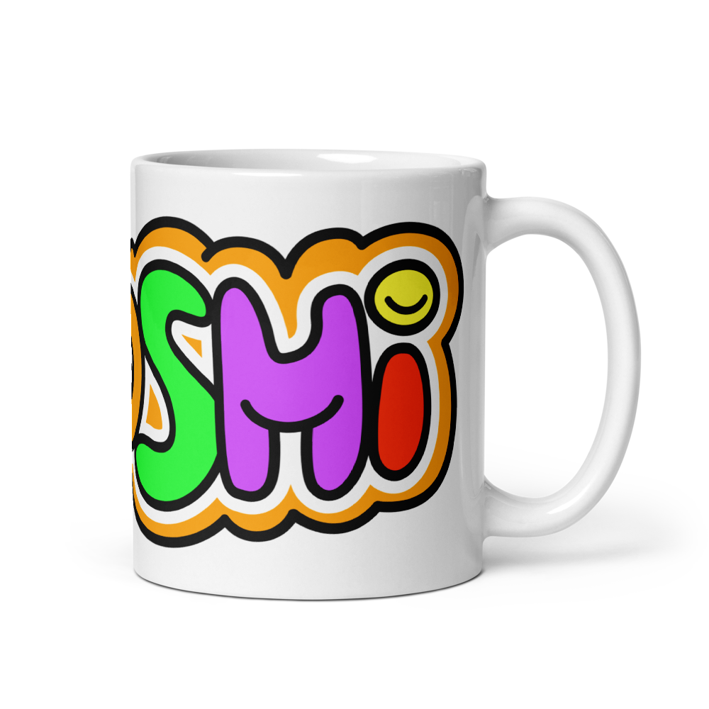 bitcoin mug - colorful satoshi - right side view