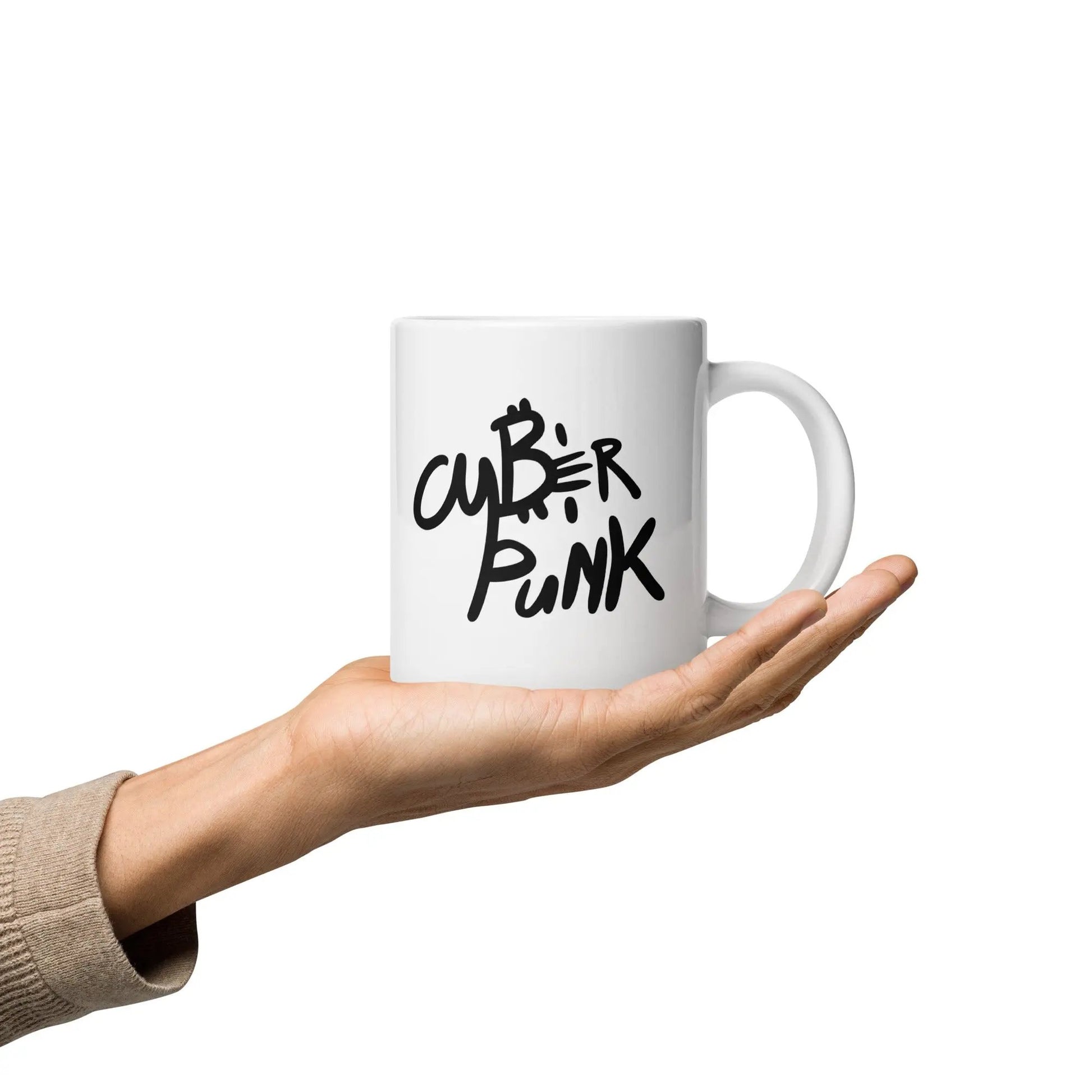 bitcoin mug - cyber punk - front view
