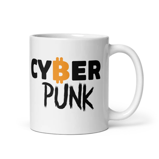 bitcoin mug - cyber punk design - front view