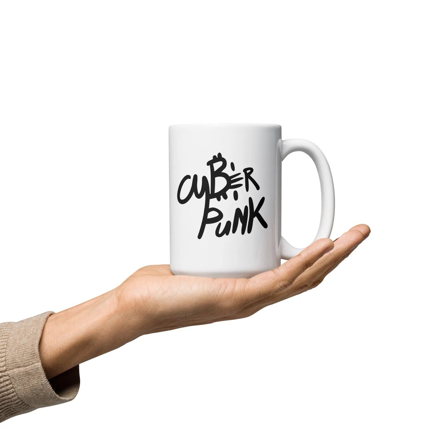 bitcoin mug - cyber punk - hold on hand - 443ml