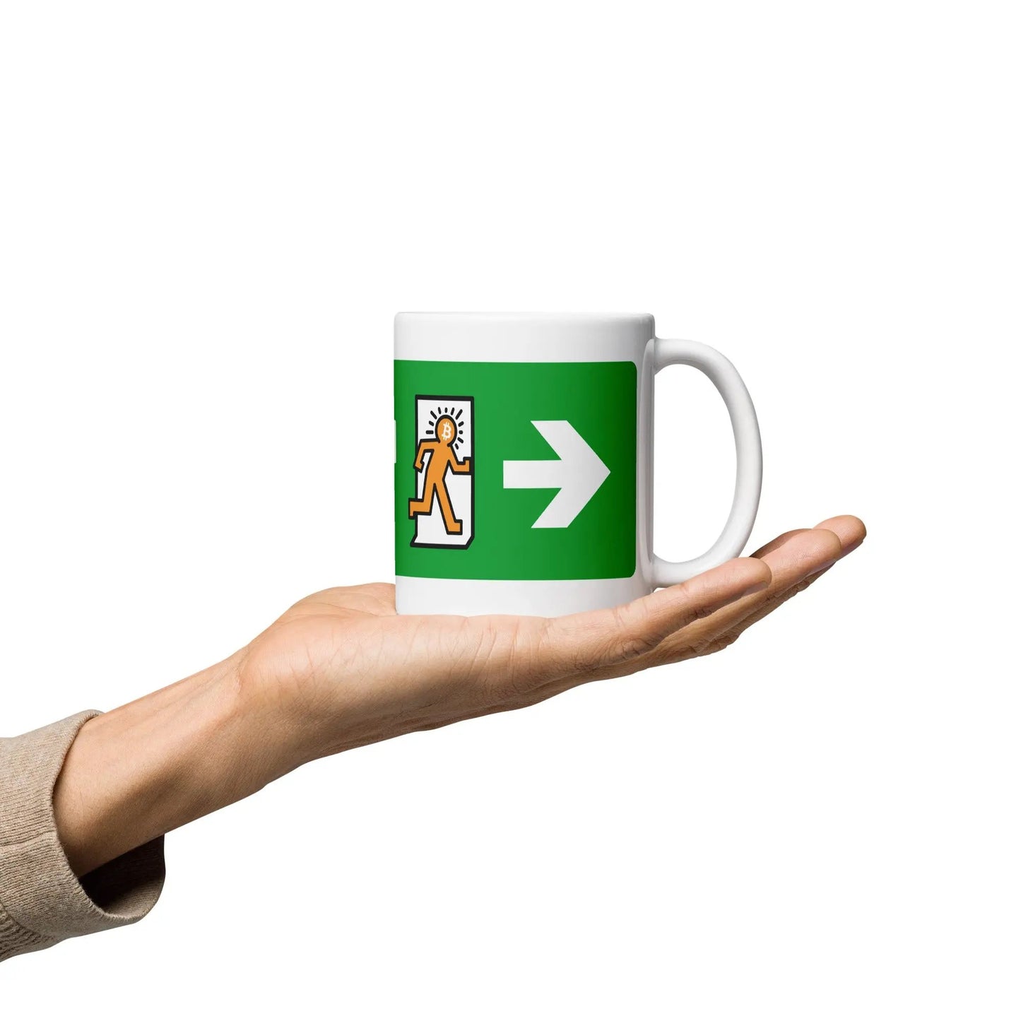 bitcoin mug - exit inflation - hold on hand - 325ml