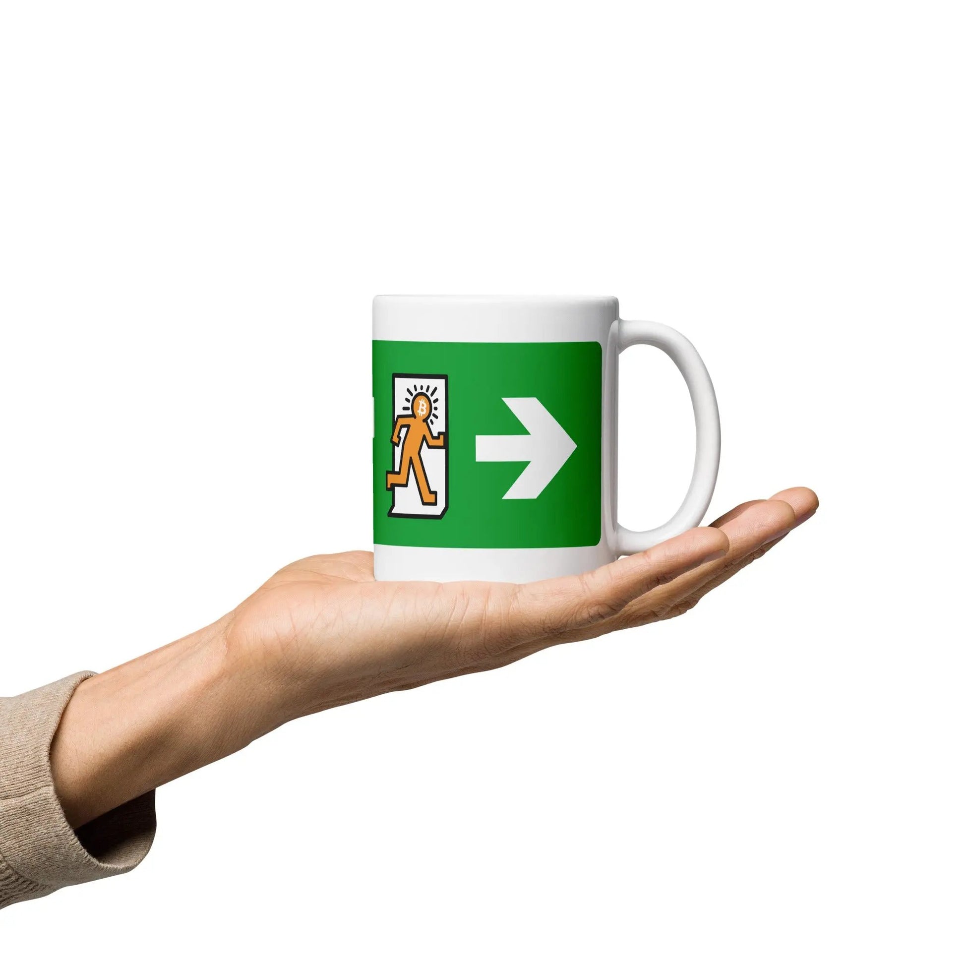 bitcoin mug - exit inflation - hold on hand - 325ml