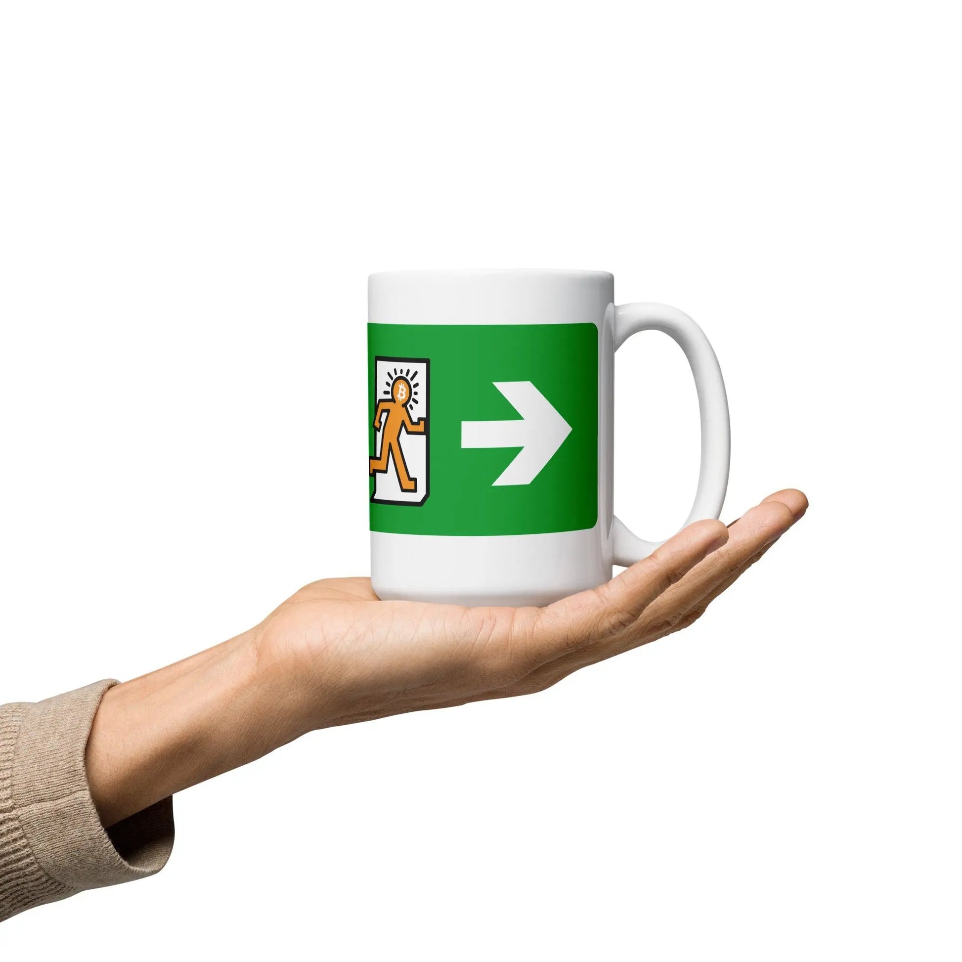 bitcoin mug - exit inflation - hold on hand - 443ml