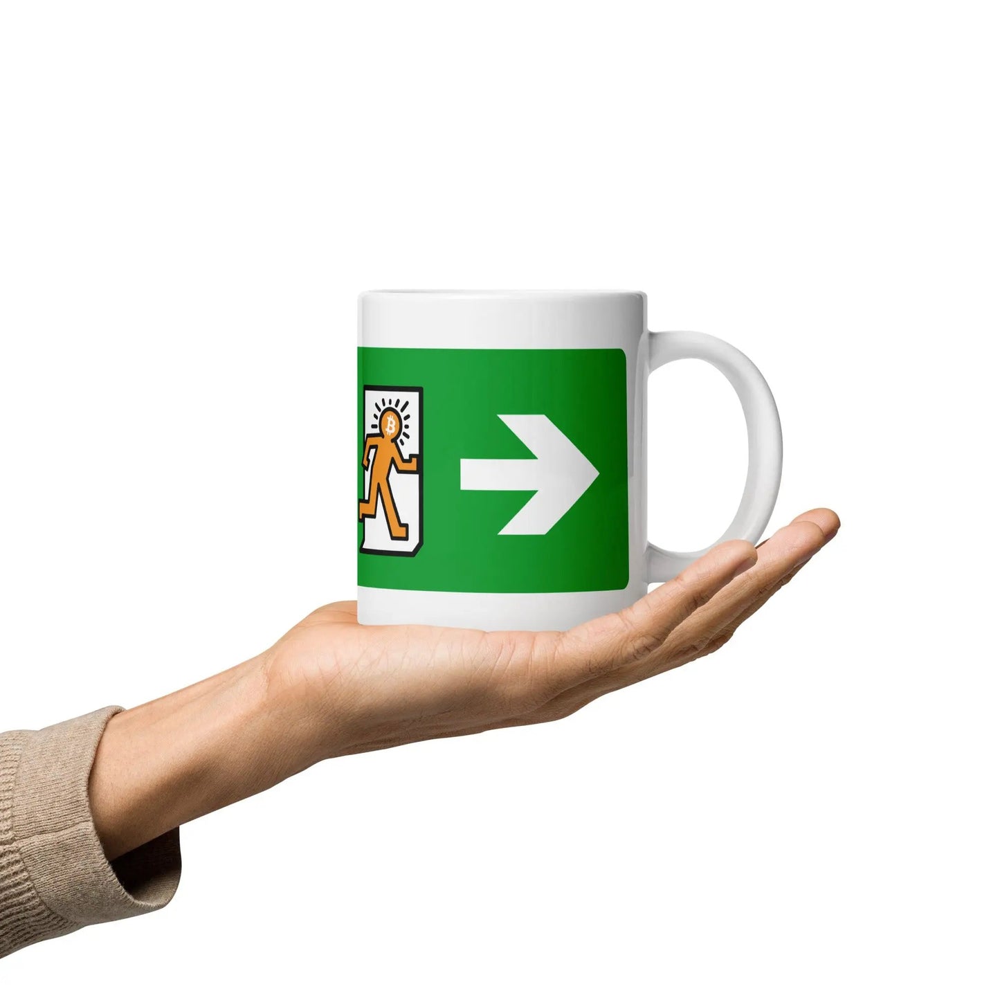 bitcoin mug - exit inflation - hold on hand - 591ml